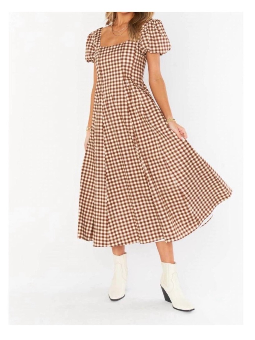 Show Me Your Mumu Mia Midi Dress in Brown Gingham XL